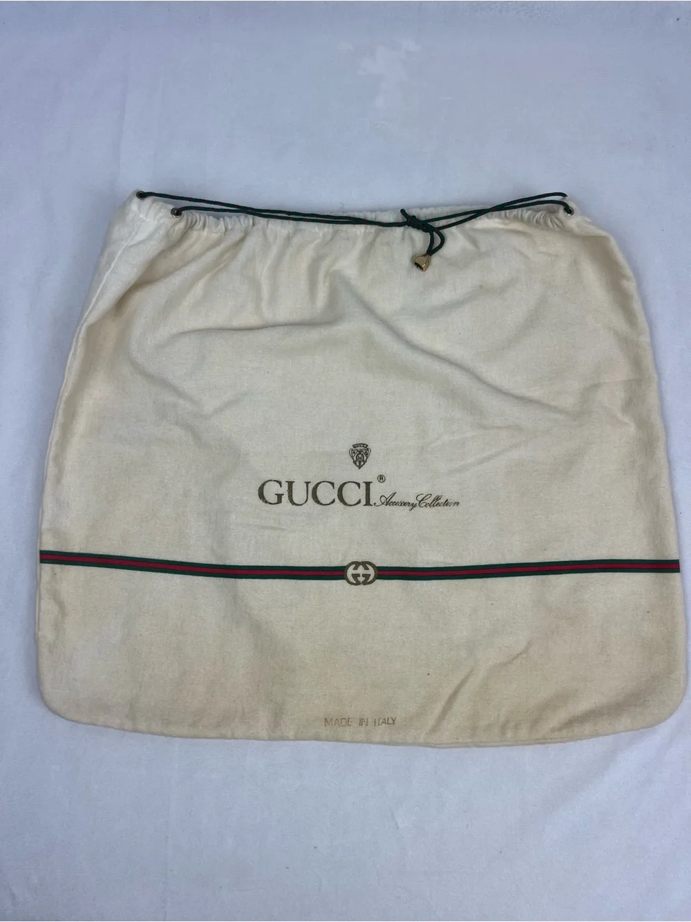 GUCCI Sherry Line Drawstring Shoulder Bag & Dustbag GG Brown Monogram VTG Italy - Picture 15 of 16